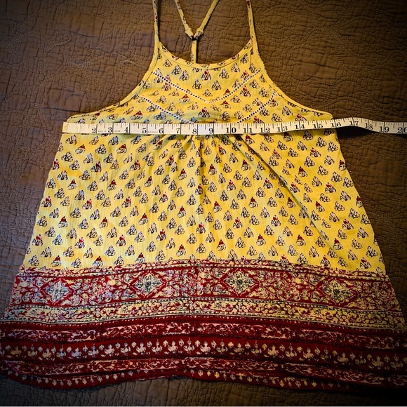 Hollister Women Bohemian Racerback Top XS Yellow Aztec Boho Spaghetti Strap Tank - Picture 4 of 7